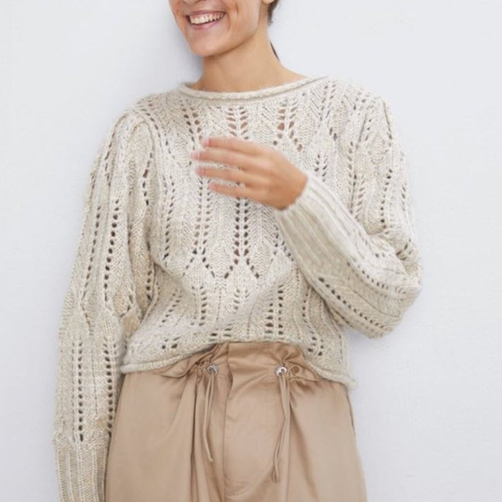 Zara Pointelle Cropped Sweater